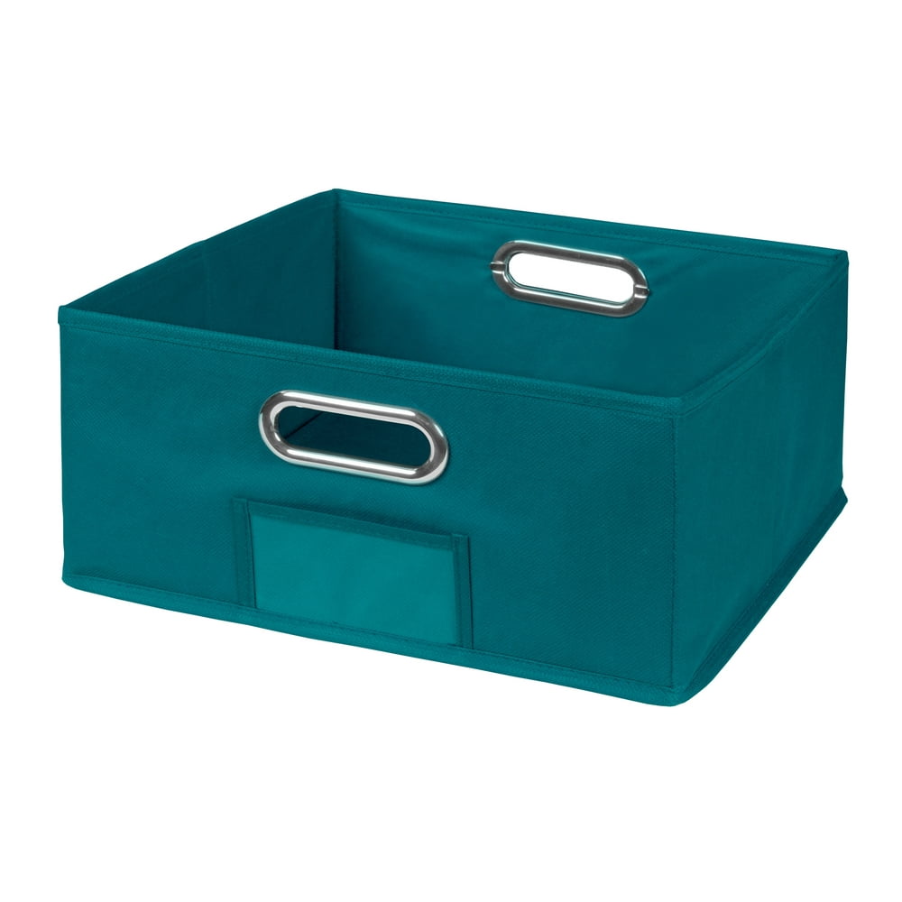 Collapsible Home Storage Foldable Fabric Low Storage Bin Teal
