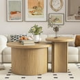 thumbnail image 3 of IQCNGVX Nesting Coffee Table Set of 2 Wooden Round Modern Circle Side End Side Table for Living Room Office Balcony, 3 of 8