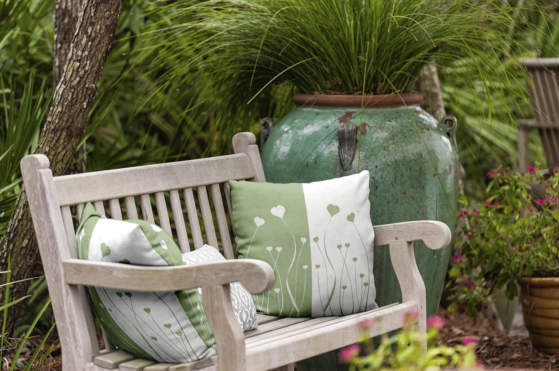 20" x 20" Simply Daisy Growing Love Polyester Indoor/Outdoor Pillow, Fresh Green Qty 1