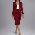 thumbnail image 6 of Prdecexlu Women's 2 Piece Suit Skirt Set Business Office Formal Dress Suit Peplum Blazer Jacket Midi Pencil Skirt Suits Deep Red M, 6 of 8