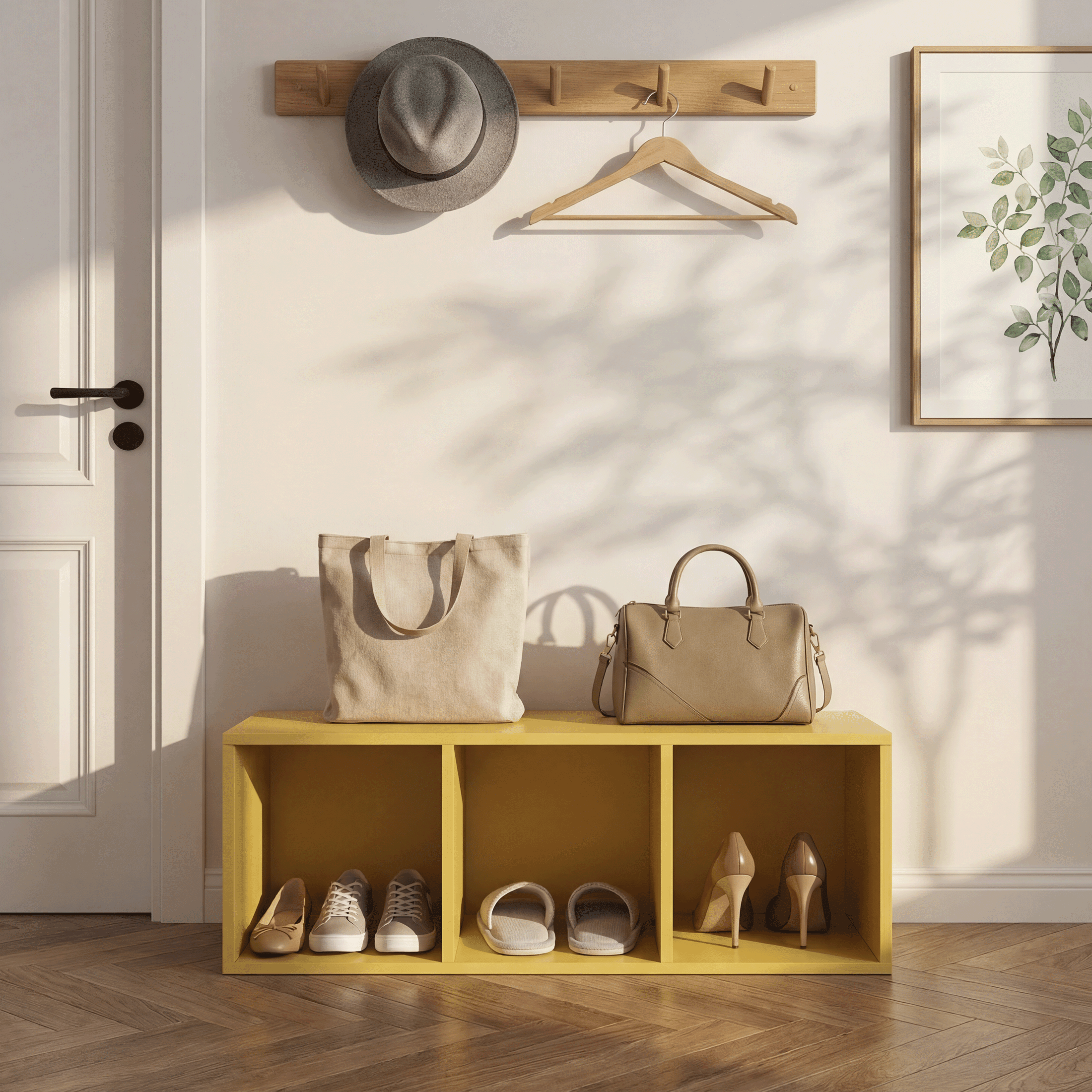 Mifurn 3-Tier Bookshelf Open Shelf Bookcase, Yellow