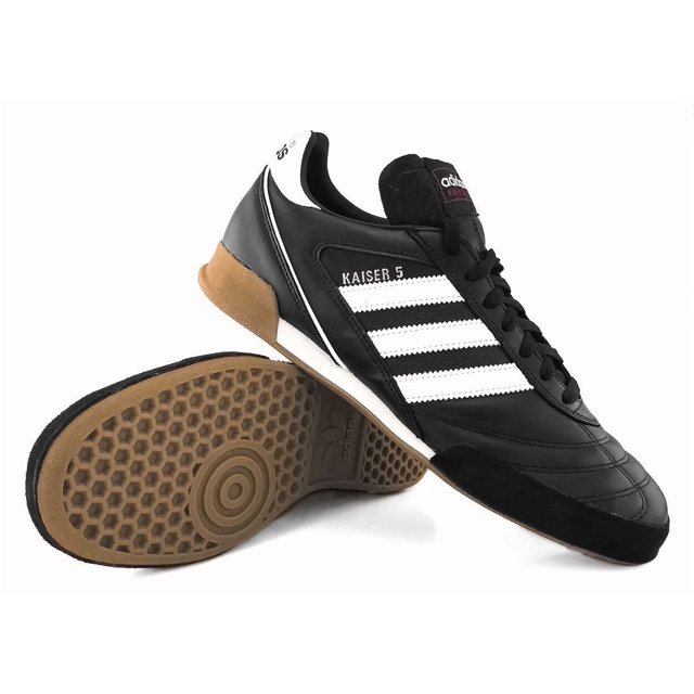 Adi-das Kaiser Five Goal Sneakers Retro Indoor Trainers Black Gum Sole Shoes Men