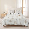 thumbnail image 3 of Quilts Full Size Bedding Set, Beige Christmas Tree Lightweight Quilted Comforter, Winter Seasonal Xmas Pine Trees Soft Reversible Bedspread Coverlet with Pillow Covers for All Season, 78" x 90", 3 of 9