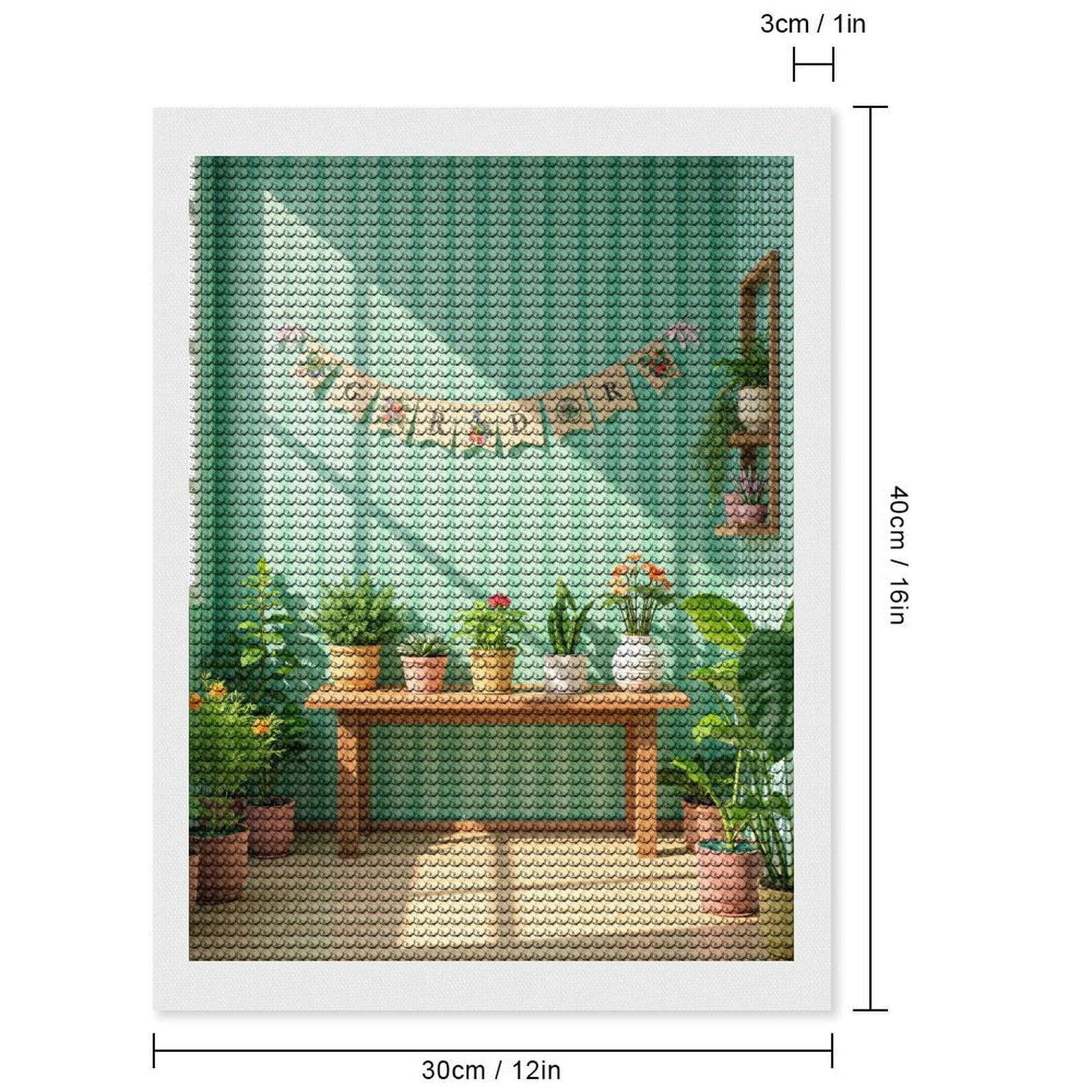 Diamond Art Kits for Adults, Indoor Plant Arrangement Striped Wall 5D Diamond Painting Kits for Adults Beginners, DIY Full Drill Diamond Painting, Gem Art and Crafts 12x16