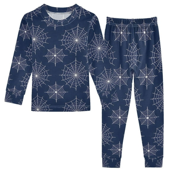 joogoo Spider Web 2 Piece Long Sleeve Tee and Pants Cotton Pajama Set 5Y