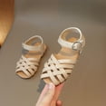 thumbnail image 5 of IUJSOY Toddler Girls Sandals Open Toe Strappy Gladiator Sandals Lightweight Flats Beach Shoes, 5 of 7