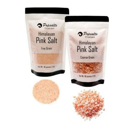 Himalayan Pink Salt -1.0 Pound Fine Grain and 1.0 Pound Coarse Grain - Kosher and Natural Certified