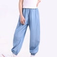 thumbnail image 3 of Favoffer Kids Tencel Jeans Loose Breathable Lightweight Solid Color Summer Mosquito Proof Cuffed Pants for 3-15Y Boys Girls Kids, 3 of 7