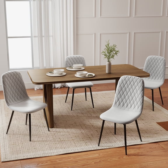 Flannel Dining Chairs Set of 4, Modern Style Dining Kitchen Room Upholstered Side Chairs