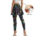 thumbnail image 2 of FUIALDOLG Colorful Hippie Mushroom Skirted Leggings for Women Lady Tennis Leggings with Skirts Golf Pickleball Pants Gym Workout Athletic Clothes with Pockets,Size 3XL, 2 of 7
