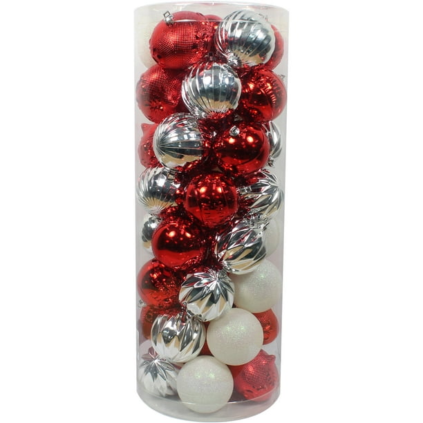 Holiday Time Christmas Ornaments Shatterproof, Set of 50