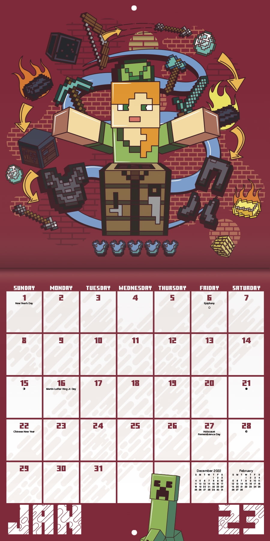 Trends International 2024 Minecraft - 15 Year Anniversary Collector's  Edition Calendar & Magnetic Frame