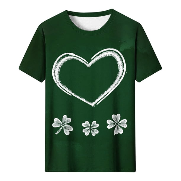 Camiseta de Cuello Redondo de Manga Corta de Impresión Del Día de San Patricio para las Mujeres, Camisetas de Cuello Redondo para las Mujeres Casual Unisex Wear