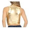 thumbnail image 2 of Sakkas Mariana Women's Party Liquid Shiny Metallic Stretch Sleeveless Tank Top - Gold - X-Large, 2 of 5