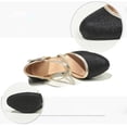 thumbnail image 5 of hoksml Women's Glitter Crisscross Mid Heel Pumps Closed Toe Ankle Strap Dressy Party Shoes, 5 of 9