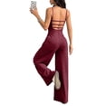 thumbnail image 3 of Women's Wide Leg Jumpsuit Sleeveless Square Neck Strappy Open Back Casual Loose Fit, 3 of 5