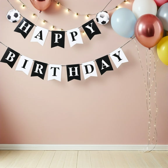 OUNONA Soccer Birthday Banner Plastic Paper Easy Setup for Party 1Set