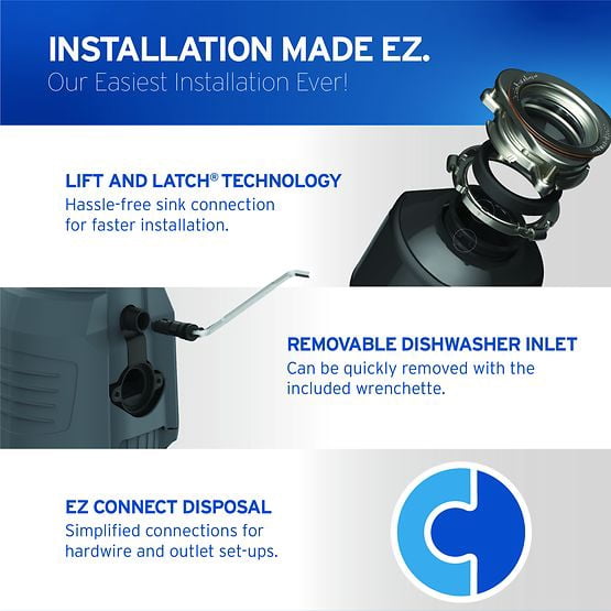 InSinkErator Advanced Series Pro Cover Control Garbage Dispoal 3/4 HP with Cord in Black - 79854K-ISE
