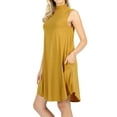 thumbnail image 3 of Womens Mock Neck Sleeveless Flowy Tunic Midi Dress with Pockets, 3 of 3