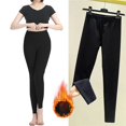 thumbnail image 2 of Prolriy Fleece Lined Leggings Women's Thermal Leggings Grey Black High Waist Fashion Causal High Elasticity Ankle Length Warm Thermal Leggings for Women, Womens Pants Black L, 2 of 9