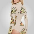 thumbnail image 4 of Cute Pizza Women's Bodysuit Jumpsuit Mock Turtle Neck Long Sleeve TopsOne Piece Leotards Shirt Yoga Outfits, 4 of 8
