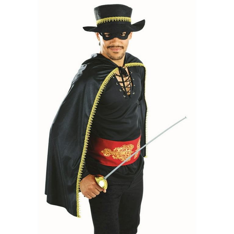Fun Shack Mens Zorro Costume Hat Adult Mexican Masked Bandit Outlaw Fancy  Dress Halloween Black L 
