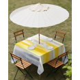thumbnail image 3 of Yellow Grey Ombre Outdoor Tablecloth with Umbrella Hole, Abstract Art Oil Painting Rustic Modern Spillproof Waterproof Outdoor Table Cover, Patio Tablecloths for Party/Garden/Picnic, Square 60"x60", 3 of 9