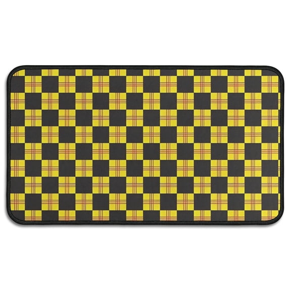 Yellow and Black Checkerboard Checkered Pattern Door Rugs,Washable Non Slip Door Mats Indoor,Decorative Door Mats,Entry Mat Indoor for Entrance,Bedroom,Kitchen,Bathroom,30"x17"