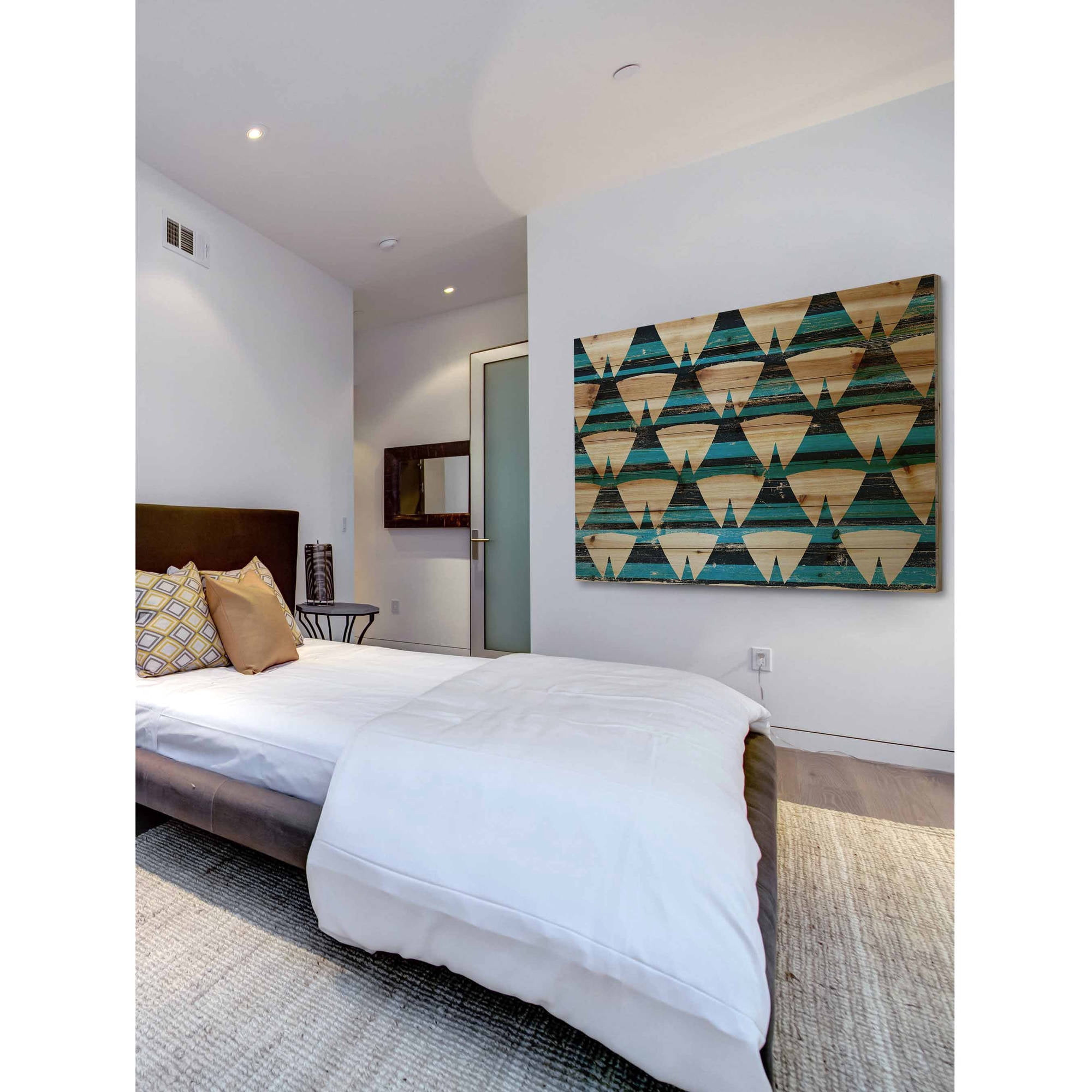 MARMONT HILL  - 'Tentlike Rows' Painting Print on Natural Pine Wood - Multi-Color 36 x 24
