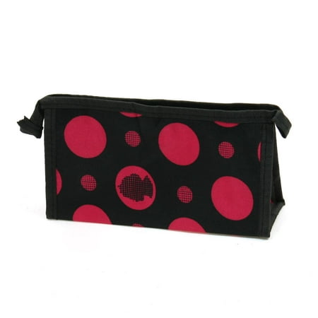 Unique Bargains Portable Zippered Closure Red Circle Design Cosmetic Makeup Bag