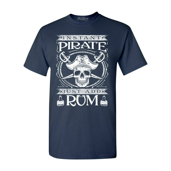 Shop4Ever Men's Instant Pirate Just Add Rum Graphic T-shirt XXX-Large Navy
