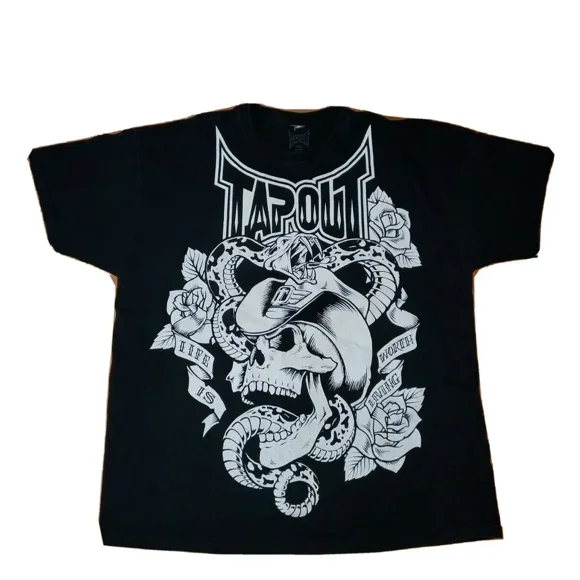 Streetwear Tapout T Shirt Y2K Mens Hip Hop Letter Graphic Print Oversized TShirt Harajuku Round Neck Cotton Short Sleeve Tops