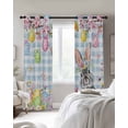 thumbnail image 3 of Easter Blackout Curtains for Bedroom Living Room, Colored Eggs Cute Rabbit Bunny Spring Flowers Blue Plaid 72 In Long Thermal Insulated Room Darkening Drapes Grommet Window Treatments, 52 x 72 In, 3 of 9