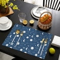 thumbnail image 4 of Blue Sun Moon Cloud Planet Eye Star Pattern Summer Placemats Table Placemats Set Of 4-Linen Kitchen Washable Placemats Table Mats 11.8"x17.7" Non-Slip Heat Resistant, 4 of 6
