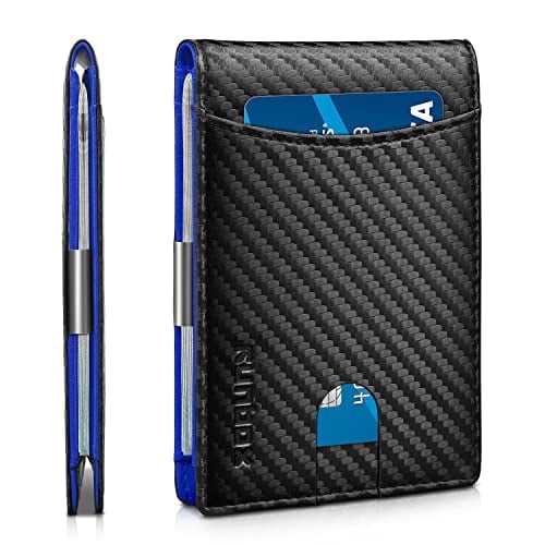 Slim Money Clip Wallets for Men RFID Blocking 11 Card Holder Minimalist Small Leather Bifold Men's Front Pocket Wallet Gift Box