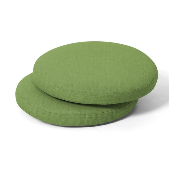 Nuu Garden Outdoor 2-Pack Chair Cushions with Straps and Zipper, 15'' x 1.4'' Patio Round Seat Pads for Outdoor or Indoor Furniture, Weather-Resistant Fabric, Green