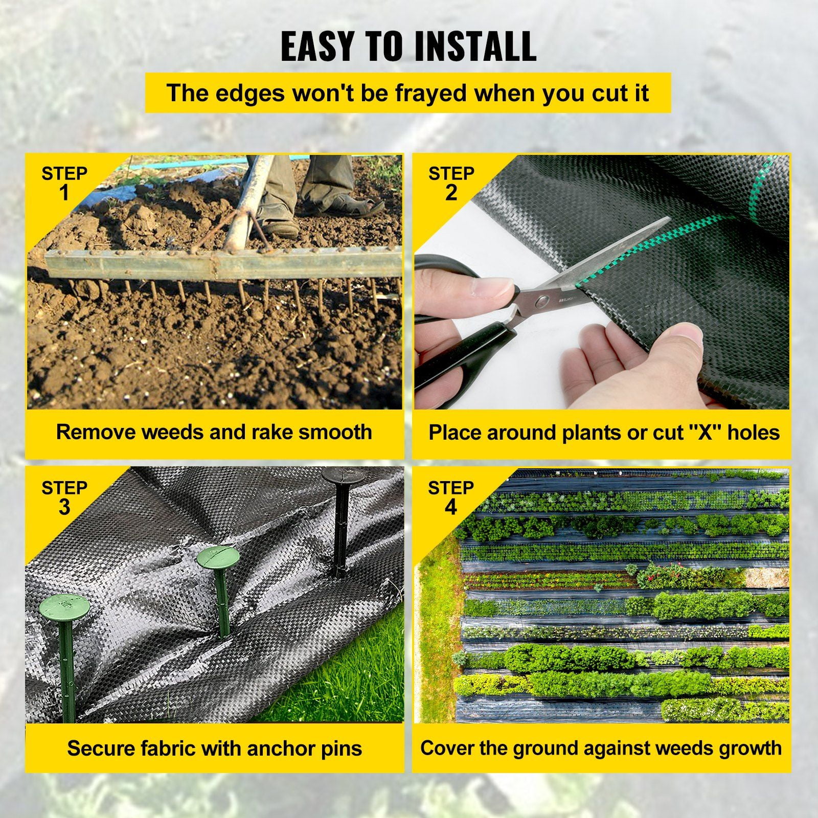 6.5FT x 300FT Heavy Duty Weed Barrier Fabric, 3.2OZ Woven Landscape Fabric, High Permeability Weed Control Ground Cover for Flower Beds, Geotextile Underlayment, Polyethylene