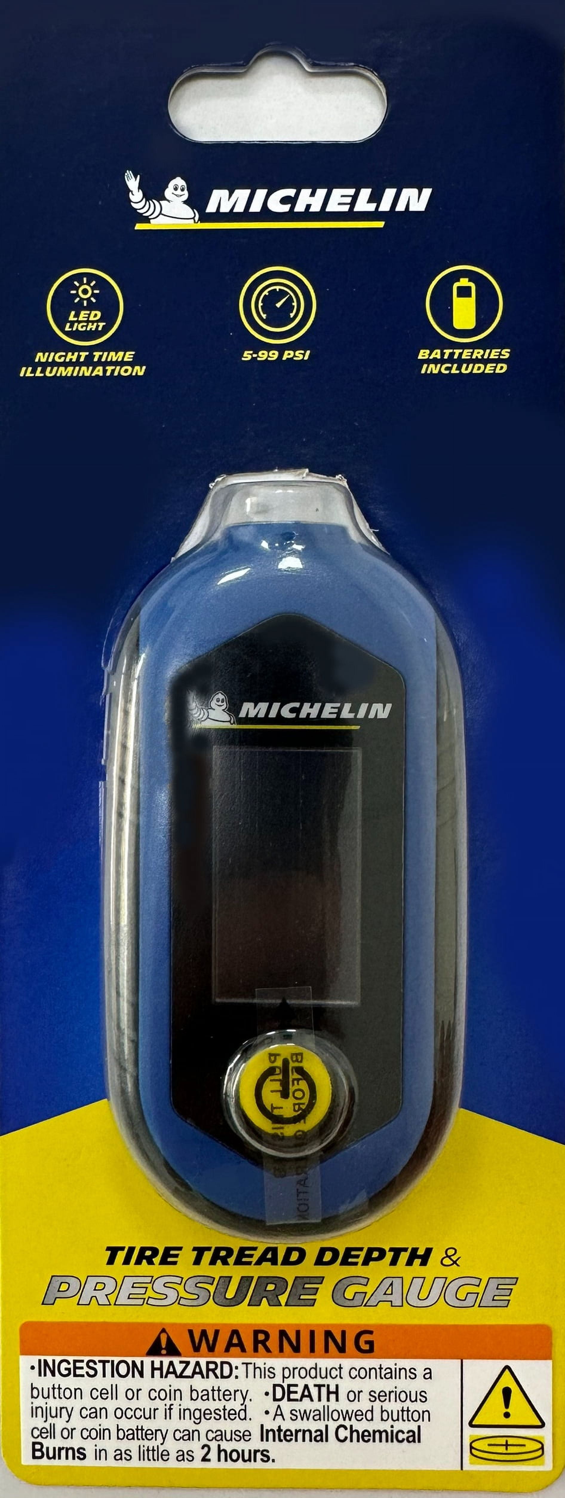 Michelin Tire Tread Depth and Pressure Gauge 1 pack, Black plastic, 5-99 Psi