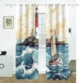 thumbnail image 2 of Lighthouse Ship Waves Island Black Out Curtains 72 Inch Length Curtains for Sliding Glass Doors Bedroom Living Room 2 Pack, 2 of 6
