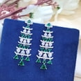 thumbnail image 4 of Green Chandelier 925 Sterling Silver Cubic Zirconia Green Embellished Dangler Drop Pattern Earrings Minimalist Handmade Gift, 4 of 7