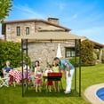 thumbnail image 2 of AECOJOY 8x5 ft Grill Gazebo Canopy, 2-Tier Outdoor BBQ Gazebo Shelter for Patio, Backyard, and Garden, Grill Tent with Ventilated Roof, Beige, 2 of 8