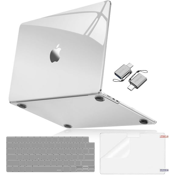Mosiso Compatible with MacBook Air 15 inch Case 2025-2023 M4 A3241 M3 A3114 M2 A2941, Surpass Natural Beauty Hard Shell&Keyboard Cover&Screen Film&Type C for MacBook Air 15 inch, Crystal Clear