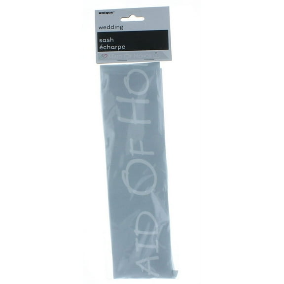 Unique Maid of Honor Satin Sash, 31", Silver