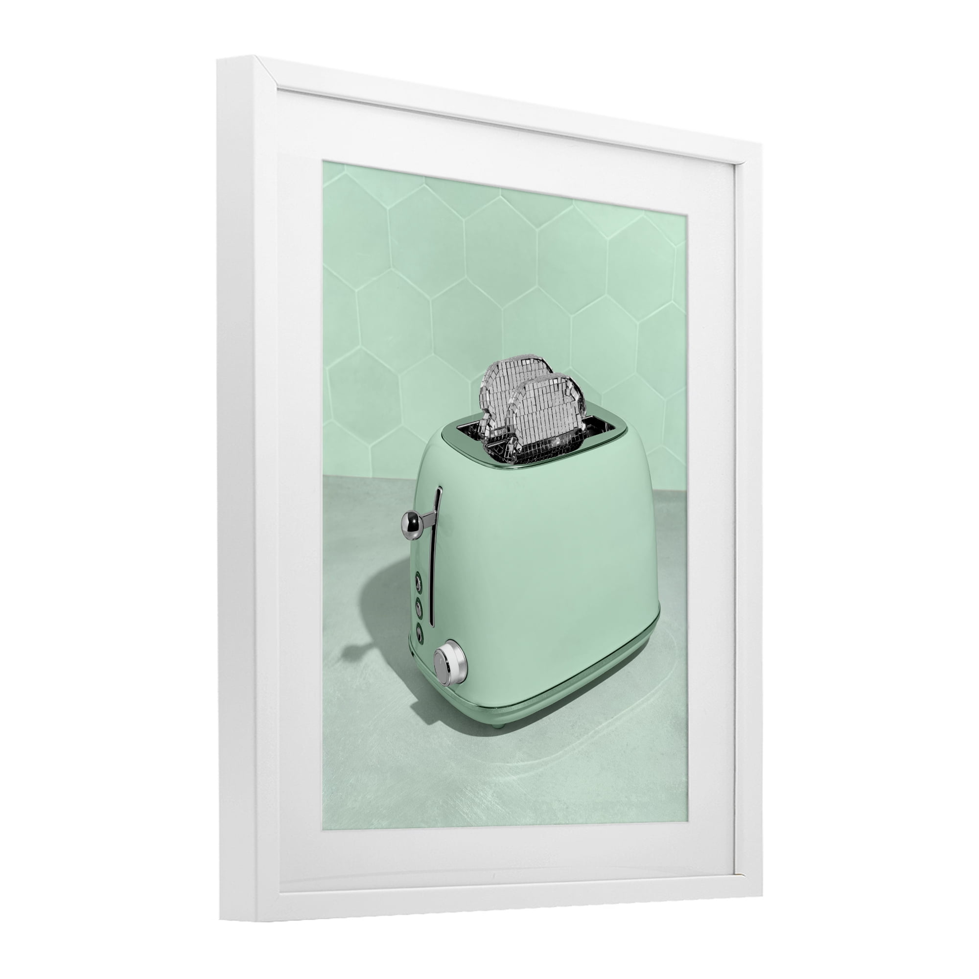 Stupell Industries Disco Toaster Over Green White Framed Print Under Glass, design by LISH Creative