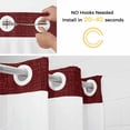 thumbnail image 5 of Vintage Dark Red No Hook Shower Curtain Waterproof,Bathroom Curtains with Snap in Liners and See Through Top Window,Farmhouse Retro Solid Color Linen Texture Hotel Bathtub Curtains Shower 36"Wx72"L, 5 of 8