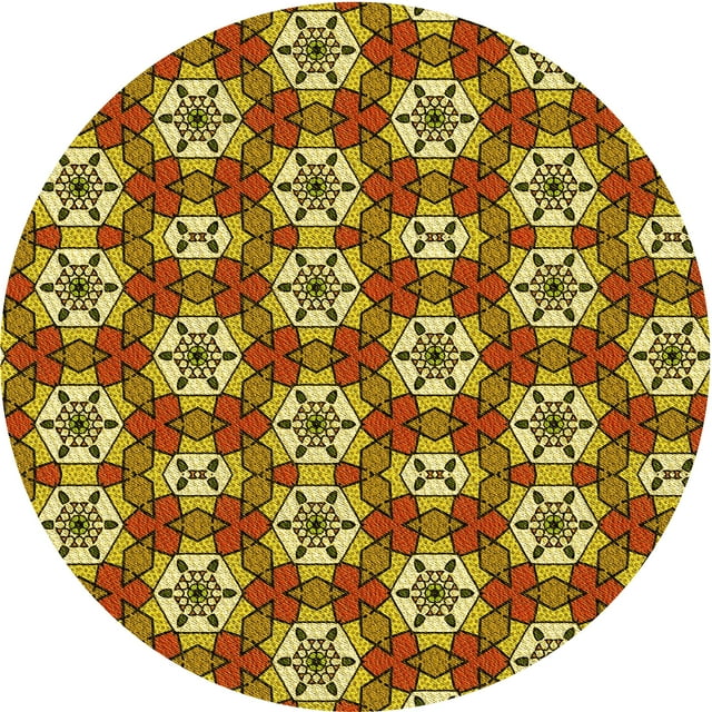 Ahgly Company Tapis Rond Lavable en Machine Intérieur Transitionnel Rouge Safran, 3 Pieds Rond