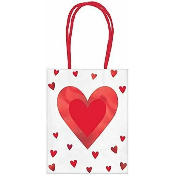 White & Red Hearts Valentine'S Day Holiday Theme Party Favor Small Gift Bags