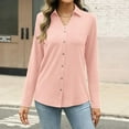 thumbnail image 4 of Women's Solid Color Button Down Lapel Collar Cardigan, Long Sleeve Open Front Lightweight Knit Cover Up, Casual Fall and Winter Layering Piece for Daily Wear, Work, Dating and Outing Occasions Pink, 4 of 8