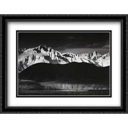 Adams Art Print - Winter Sunrise 2x Matted 34x28 Large Black Ornate Framed Art Print by Ansel Adams