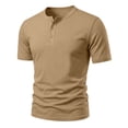 thumbnail image 3 of Mfakffe Mens T-shirt Casual Henley Neck Comfy Fitness Outdoor Sport Shirt Breathable Short Sleeve Versatile Solid Color Top, 3 of 5